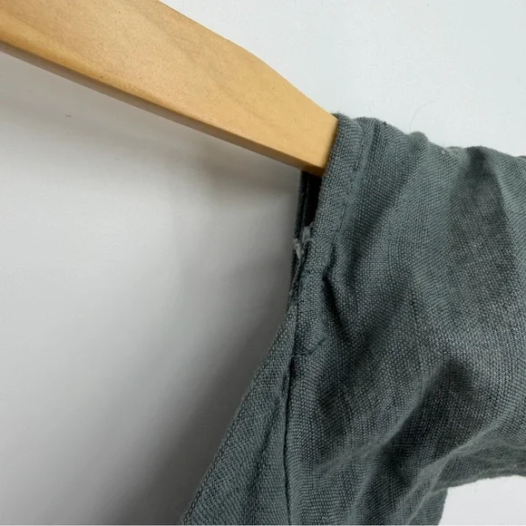 Free People Erin Ruffle Sleeve Mini Dress in gray sz S cotton linen blend - Picture 7 of 10